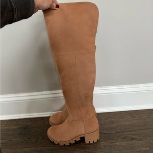 NIB SCHUTZ VIOLETA OVER THE KNEE HONEY BEIGE BOOTS SZ 6B